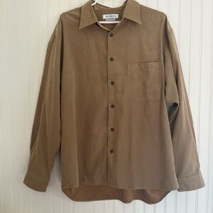 Chereskin Tan Suede-feel Button Down Shirt Men’s L Soft Western